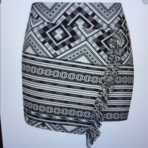 Patterned asymmetrical mini skirt